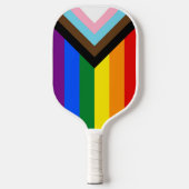 LGBTQ+-Flag für den Fortschritt Pickleball Schläger (Vorderseite)
