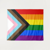LGBTQ+-Flag für den Fortschritt Wandteppich (Vorderseite (Horizontal))