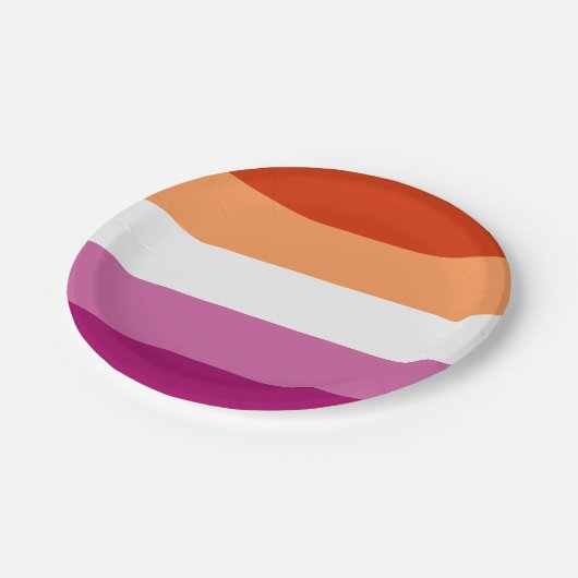 LGBTQ-Flag für Lesben Pappteller (Schrägansicht)