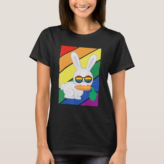 Lgbtq Flag Gay Pride Monat Regenbogenkaninchen mit T-Shirt (Vorderseite)