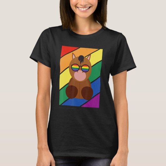Lgbtq Flag Gay Pride Monat Regenbogenpferd mit LGB T-Shirt (Vorderseite)