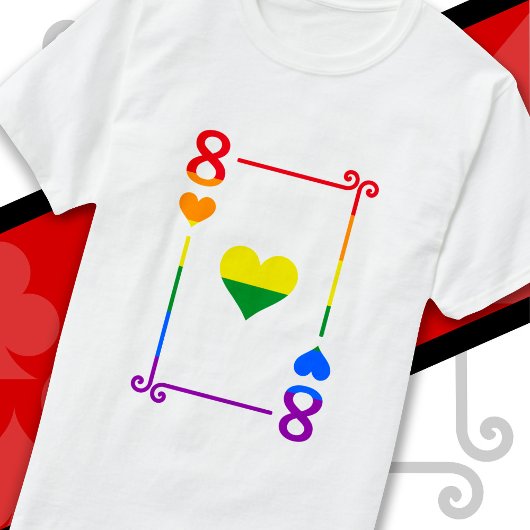 LGBTQ-Flag mit dem Kartenspiel Acht-Karte-8-Herz T-Shirt