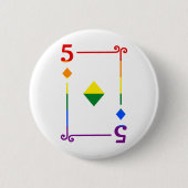 LGBTQ-Flag mit Karte mit 5 Karten, 5 Diamanten Button (Vorderseite)