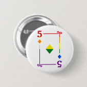LGBTQ-Flag mit Karte mit 5 Karten, 5 Diamanten Button (Vorne & Hinten)