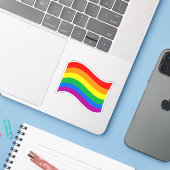 LGBTQ+-Flag mit traditioneller Flagge Aufkleber (Laptop mit iPhone)