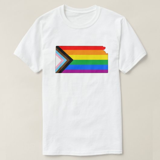 LGBTQ-Fortschrittsbericht für Kansas-Staatsstolz T-Shirt (Design vorne)