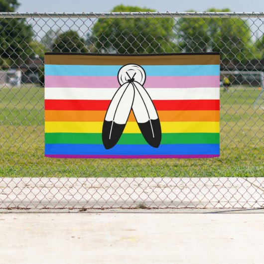 LGBTQ+-Fortschrittsflagge mit zwei Geistern Banner (Insitu)