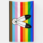 LGBTQ+-Fortschrittsflagge mit zwei Geistern Banner (Vertikal)