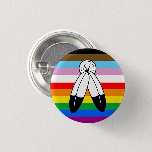 LGBTQ+-Fortschrittsflagge mit zwei Geistern Button (Vorne & Hinten)