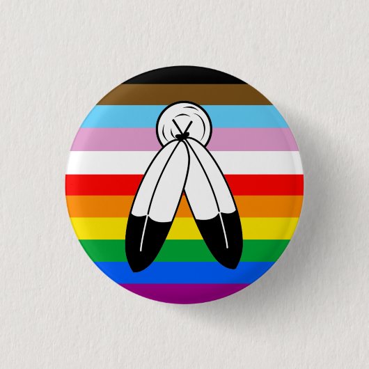 LGBTQ+-Fortschrittsflagge mit zwei Geistern Button (Vorderseite)