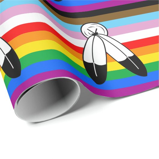 LGBTQ+-Fortschrittsflagge mit zwei Geistern Geschenkpapier (Rolleneckpunkt)