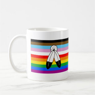 LGBTQ+-Fortschrittsflagge mit zwei Geistern Kaffeetasse