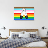 LGBTQ+-Fortschrittsflagge mit zwei Geistern Leinwanddruck (Insitu (Schlafzimmer))