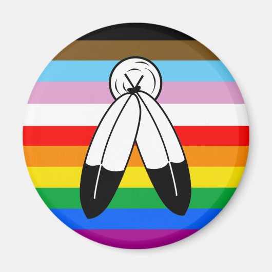 LGBTQ+-Fortschrittsflagge mit zwei Geistern Magnet (Vorne)