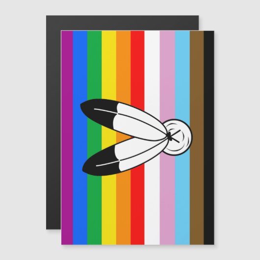 LGBTQ+-Fortschrittsflagge mit zwei Geistern Magneteinladung (Vorne/Hinten)