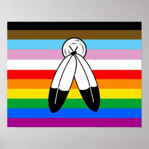 LGBTQ+-Fortschrittsflagge mit zwei Geistern Poster