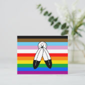 LGBTQ+-Fortschrittsflagge mit zwei Geistern Postkarte (Stehend Vorderseite)