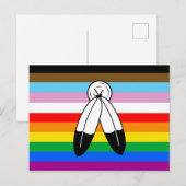 LGBTQ+-Fortschrittsflagge mit zwei Geistern Postkarte (Vorne/Hinten)