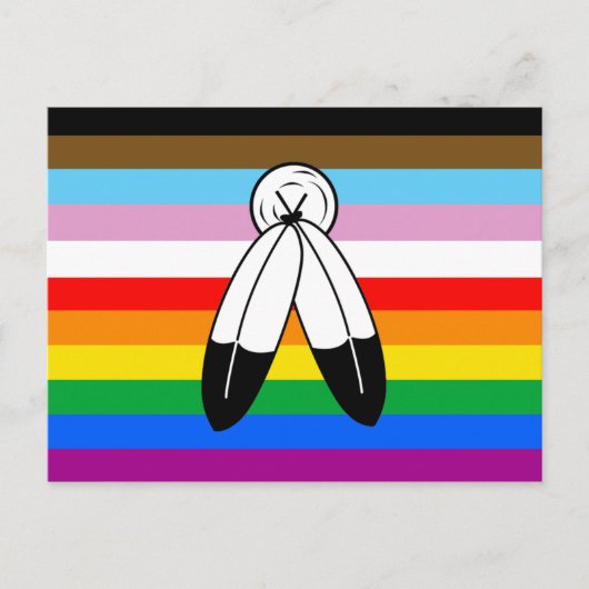 LGBTQ+-Fortschrittsflagge mit zwei Geistern Postkarte (Vorderseite)