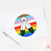 LGBTQ+-Fortschrittsflagge mit zwei Geistern Runder Aufkleber (Umschlag)