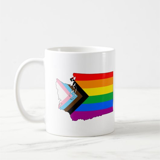 LGBTQ-Fortschrittspass in Washington Staatsstolz Kaffeetasse (Links)