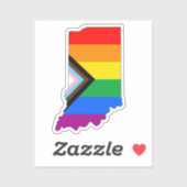 LGBTQ-Fortschrittsstolz auf Indiana Staatsstolz Aufkleber (Blatt)