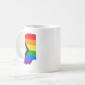 LGBTQ-Fortschrittsstolz auf Indiana Staatsstolz Kaffeetasse (Vorderseite Links)