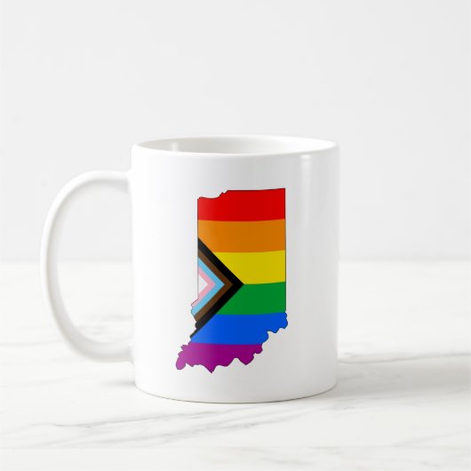 LGBTQ-Fortschrittsstolz auf Indiana Staatsstolz Kaffeetasse (Links)