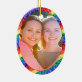 LGBTQ-Foto-Gay Pride-Regenbogenflagge Keramik Ornament (Hinten)
