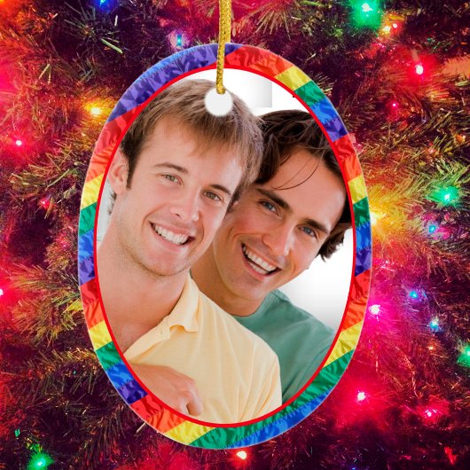 LGBTQ-Foto-Gay Pride-Regenbogenflagge Keramik Ornament