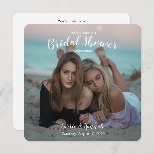 LGBTQ Foto Hochzeitspaare Brautparty Einladung (Vorne/Hinten)