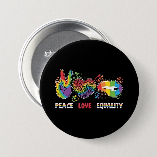 LGBTQ - Frieden, Liebe, Gleichheit - Regenbogenfar Button (Vorne & Hinten)