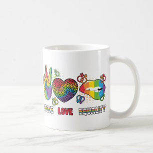 LGBTQ - Frieden, Liebe, Gleichheit - Regenbogenfar Kaffeetasse