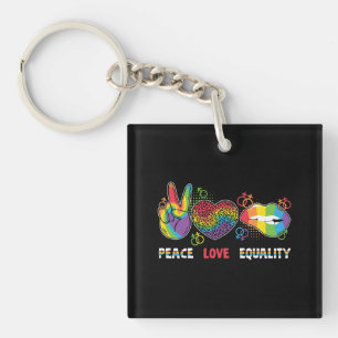 LGBTQ - Frieden, Liebe, Gleichheit - Regenbogenfar Schlüsselanhänger