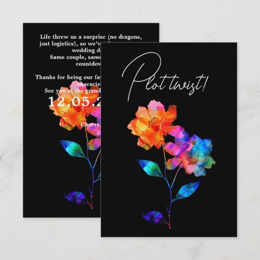 LGBTQ  FUNNY Wedding date CHANGE Petals & Pride  Begleitkarte (Vorne/Hinten)