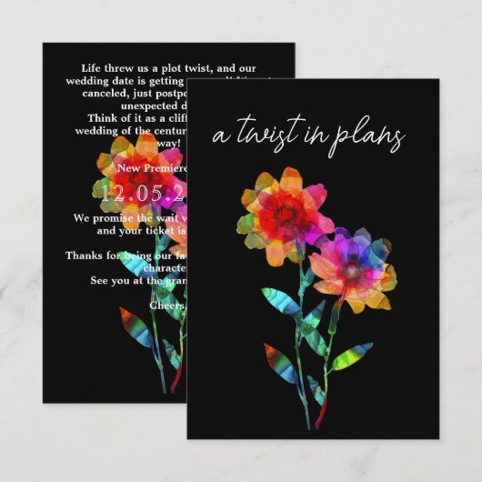 LGBTQ  FUNNY Wedding date CHANGE Petals & Pride  Begleitkarte (Vorne/Hinten)