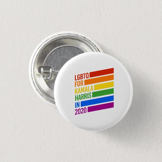 LGBTQ für KAMALA HARRIS Regenbogenstreifen Button (Vorne & Hinten)