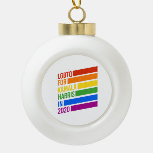 LGBTQ für KAMALA HARRIS Regenbogenstreifen Keramik Kugel-Ornament