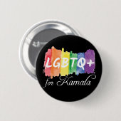 LGBTQ für Kamala Rainbow Gay Pride Button (Vorne & Hinten)
