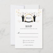 LGBTQ für Male Wedding Gold Monogram RSVP Karte (Vorderseite)