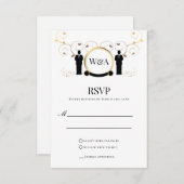 LGBTQ für Male Wedding Gold Monogram RSVP Karte (Vorne/Hinten)