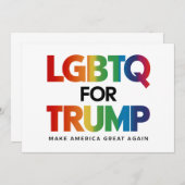 LGBTQ FÜR TRUMP GAY LESBIAN FÜR TRUMP 2024 EINLADUNG (Vorne/Hinten)
