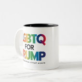 LGBTQ FÜR TRUMP GAY LESBIAN FÜR TRUMP 2024 ZWEIFARBIGE TASSE (Vorderseite Links)