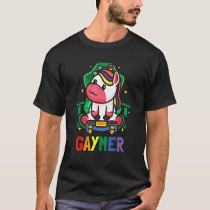 LGBTQ Gaming Lesbische Spielerin Gaymer Einhorn Re T-Shirt
