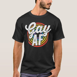 LGBTQ Gay AF Pride LGBT Ally Regenbogenflagge Retr T-Shirt