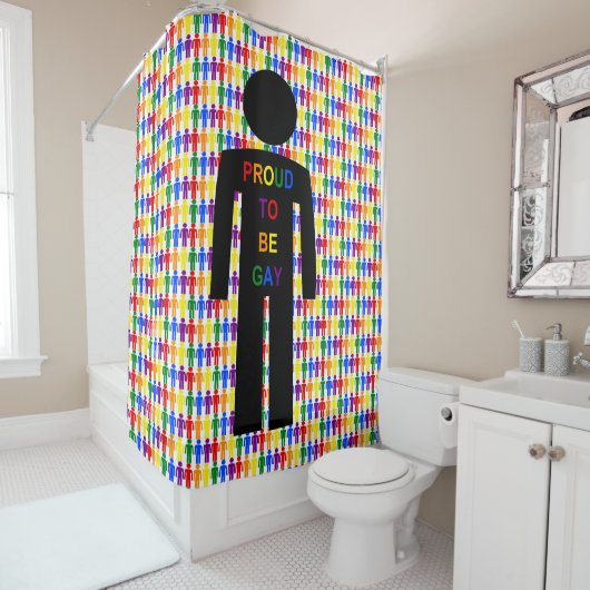 LGBTQ Gay Man Silhouette und Regenbogen Männer Duschvorhang (Beispiel)