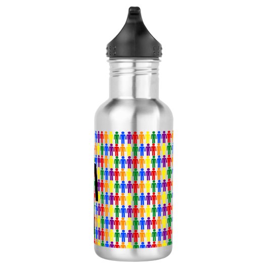 LGBTQ Gay Man Silhouette und Regenbogen Männer Edelstahlflasche (Rechts)
