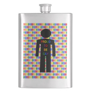 LGBTQ Gay Man Silhouette und Regenbogen Männer Flachmann