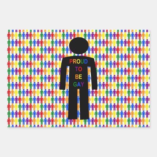 LGBTQ Gay Man Silhouette und Regenbogen Männer Geschenkpapier Set (Vorderseite)
