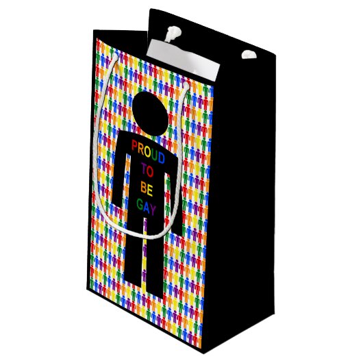 LGBTQ Gay Man Silhouette und Regenbogen Männer Kleine Geschenktüte (Rückseite Schrägansicht)
